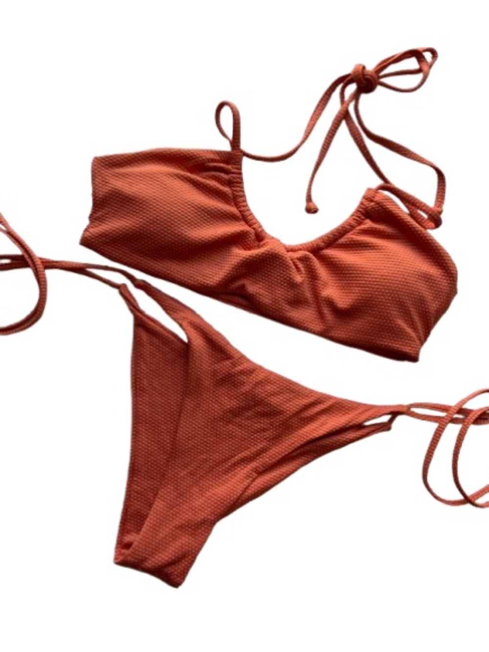 ✨2/$20✨ ZAFUL Rust Tie-Side Textured Bikini Set